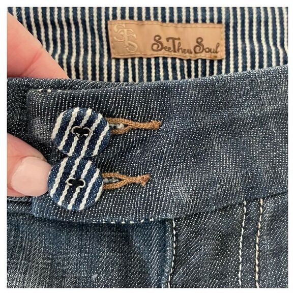 SEE THRU SOUL Cuffed Denim Shorts size 26 - Picture 6 of 9